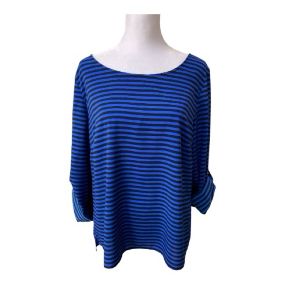 Calvin Klein Navy Striped Long Sleeve Women's Top